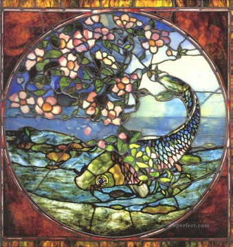 魚と開花枝 ジョン・ラファージ Oil Paintings